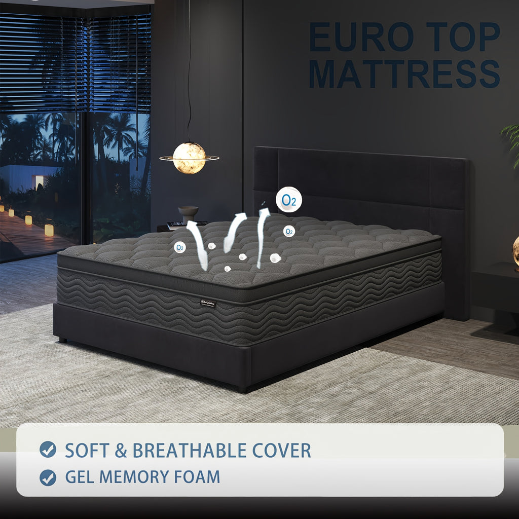 10\u002F12 Inch Mattress Full Queen Size Memory Foam - Ergonomic Design, Medium Firm Hybrid Mattress, Luxurious Comfort With Pocket Springs, Grey Quilted Cover, Colchones Para Cama