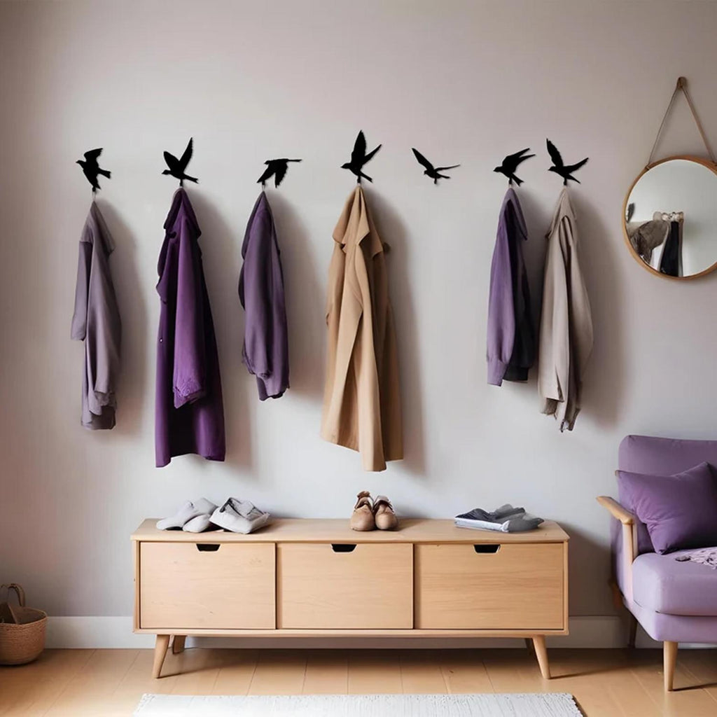 Wall Coat Hooks Birds Set of 3 or 6 Birds Entryway Bird Hook Unique Coat Hanger Metal Wall Art Birds Lover Animal Hooks Cute Hook Gifts