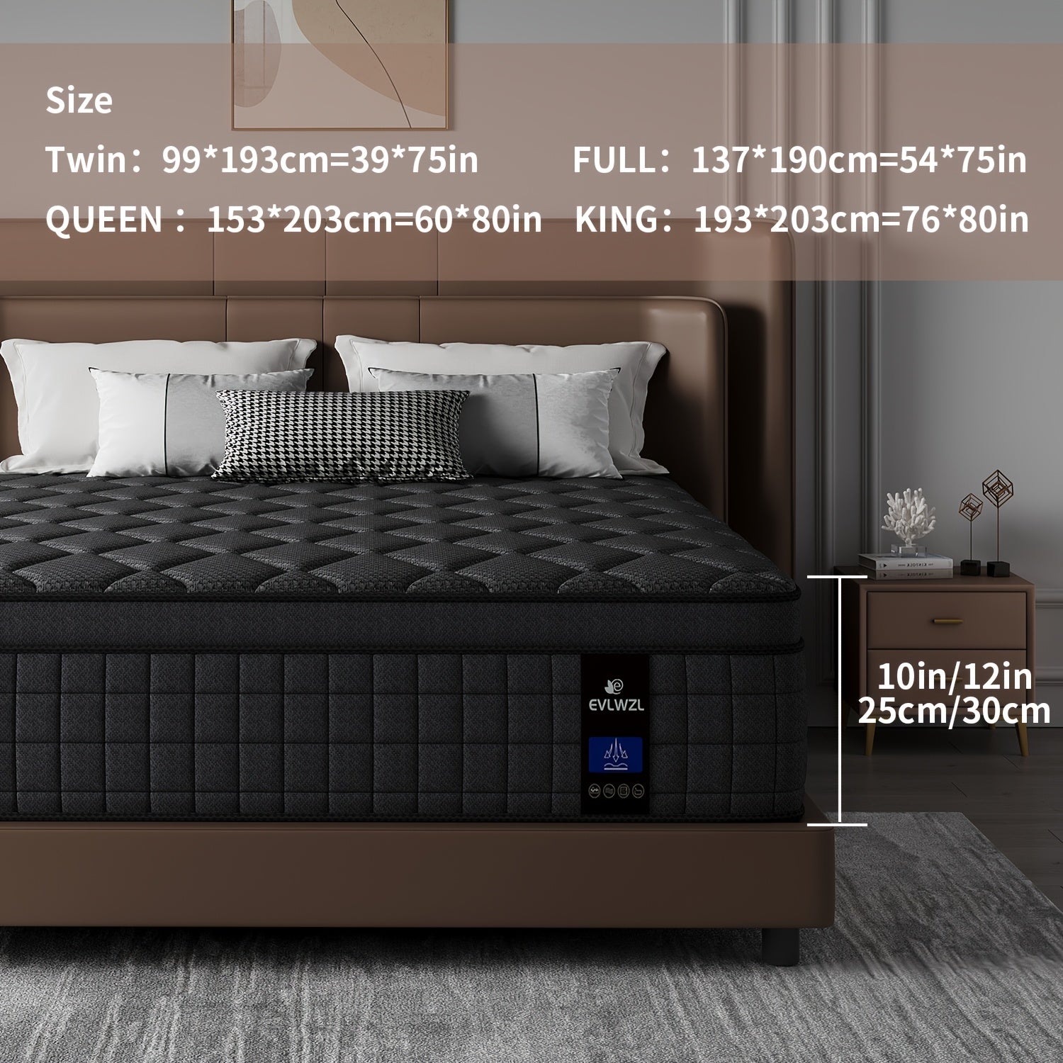 8in\u002F10in\u002F12in\u002F14in Twin, Full, Queen, King, Mattress Memony Foam And Spring, Hybrid Mattress, Medium Firmness, Lumbar Support, for Home RoomsHotels, Boxed,