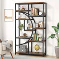 Industrial Bookshelf Tall 5 Tier Industrial Bookshelf - Freestanding Display Shelf Storage Organizer with 9-Open Storage Shelf for Living Room, Bedroom, Standing Shelf
