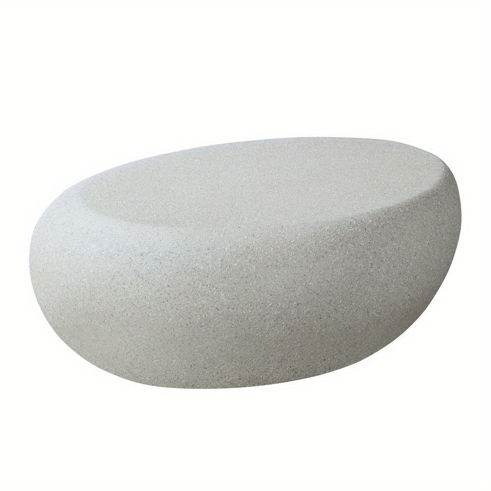 43.31''Fiberglass Elliptical Coffee Table for Living Room Vintage Table, Matte Rocks Table front of the Sofa, Irregular Center Table, No Need Assembly