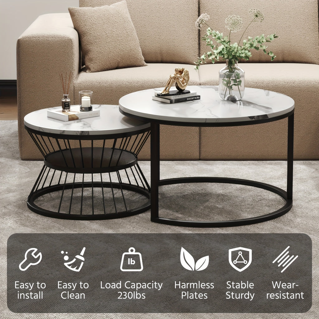 Nesting Coffee Table Black Set of 2, 27.5\