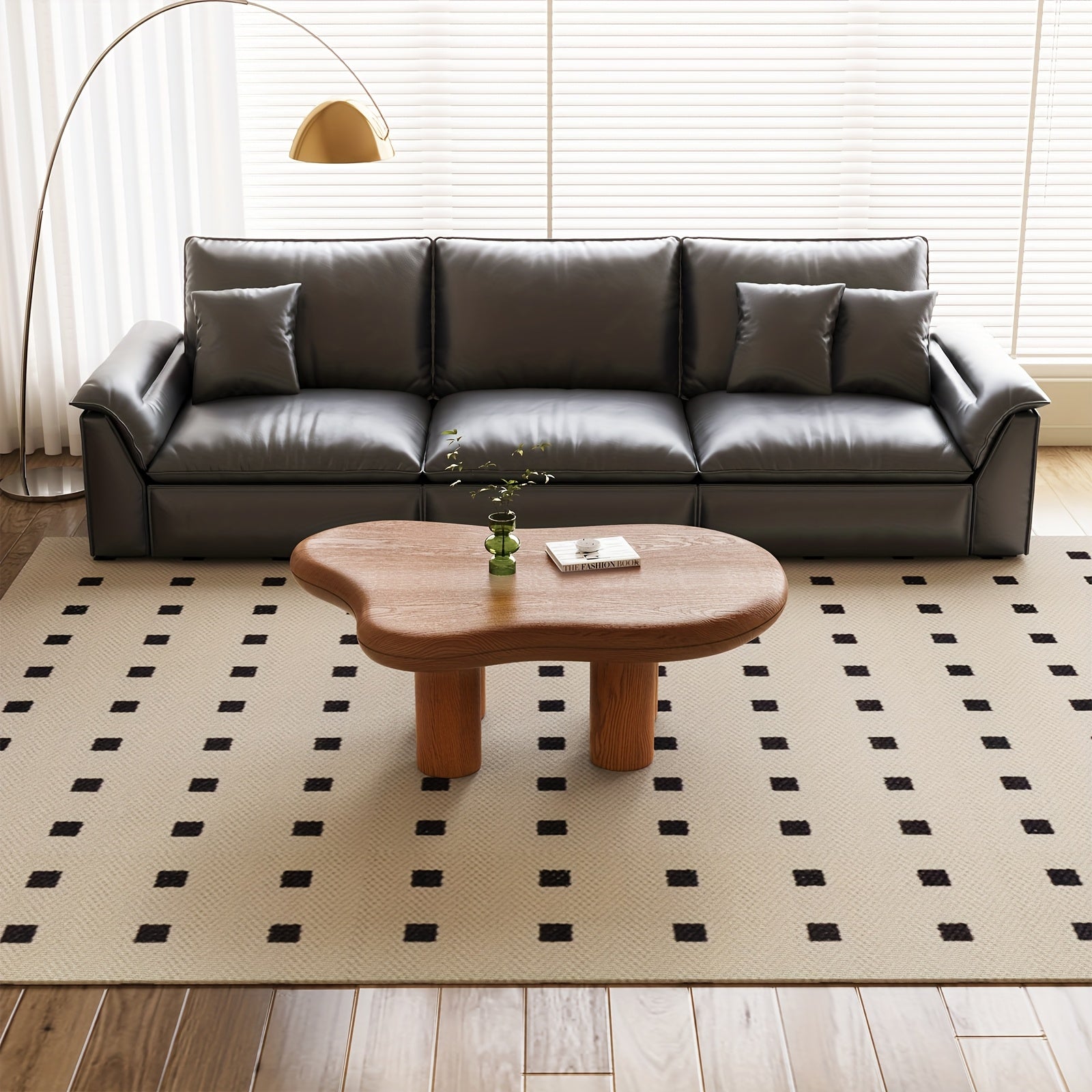 Modern Walnut Coffee Table with Cloud-Inspired Irregular Design - Lightweight Engineered Wood, 4-Legged Compact Center Table for Living Room & Bedroom, Easy Assembly