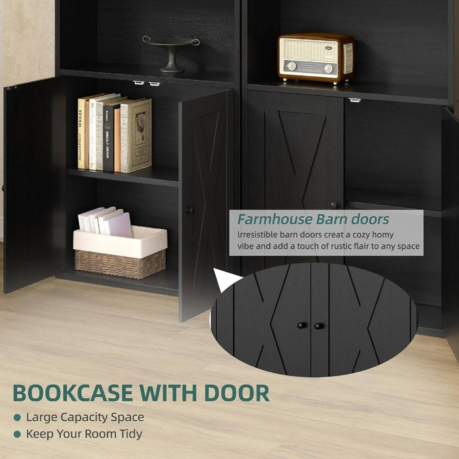 Bookshelf, Industrial Bookshelves and Bookcases with Floor Standing 6 Shelf Display Storage Shelves 70.6 inches Tall Bookcase Home Office, Living Room Black