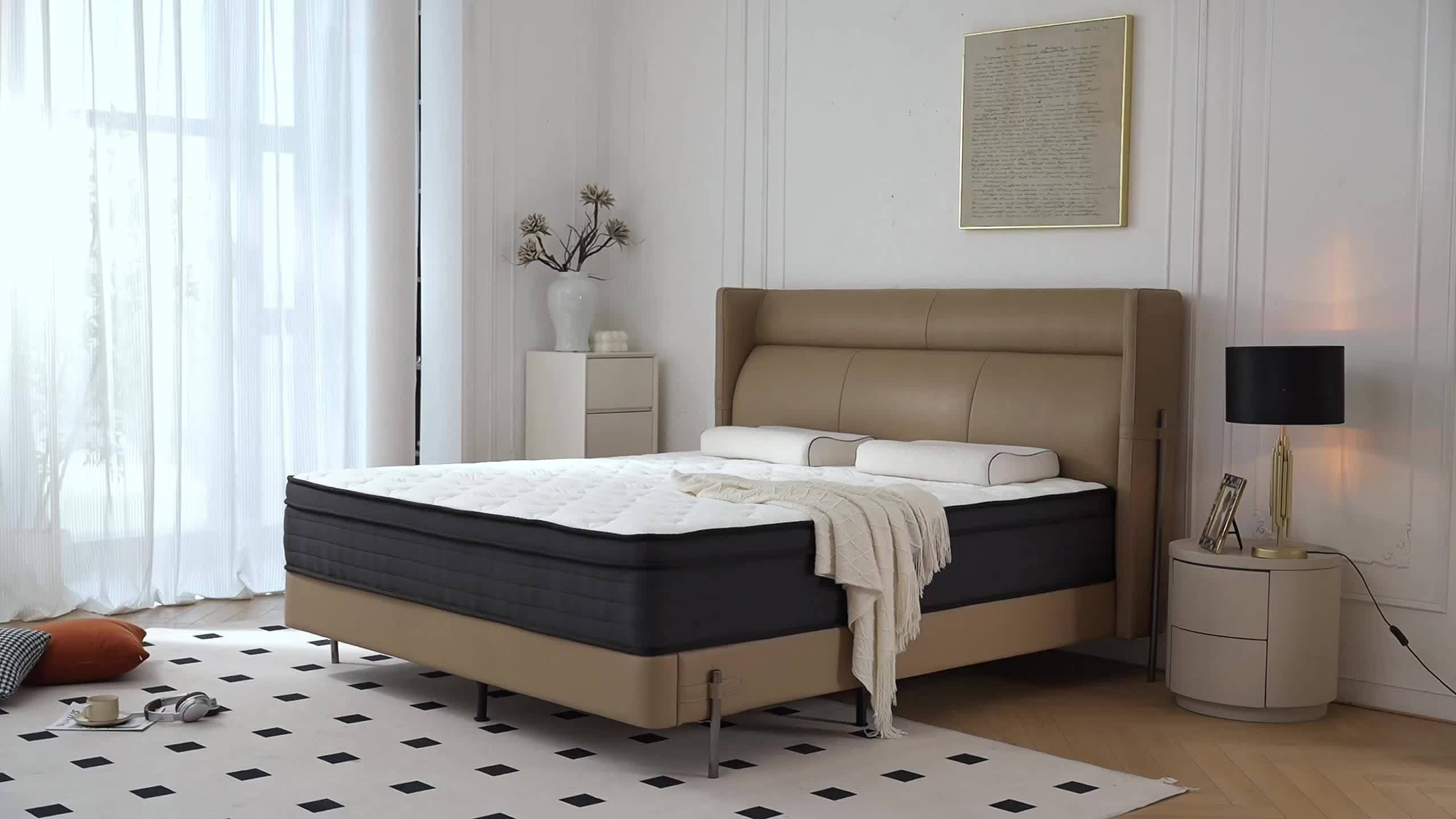 Memory Sponge 12 Inch Mattress\u002FMemory Sponge\u002FBlack And White Splicing Style\u002FErgonomic Design, Air Experience, Leisure Vacation, Soft, Comfortable And Healthy, with Built-in Springs.