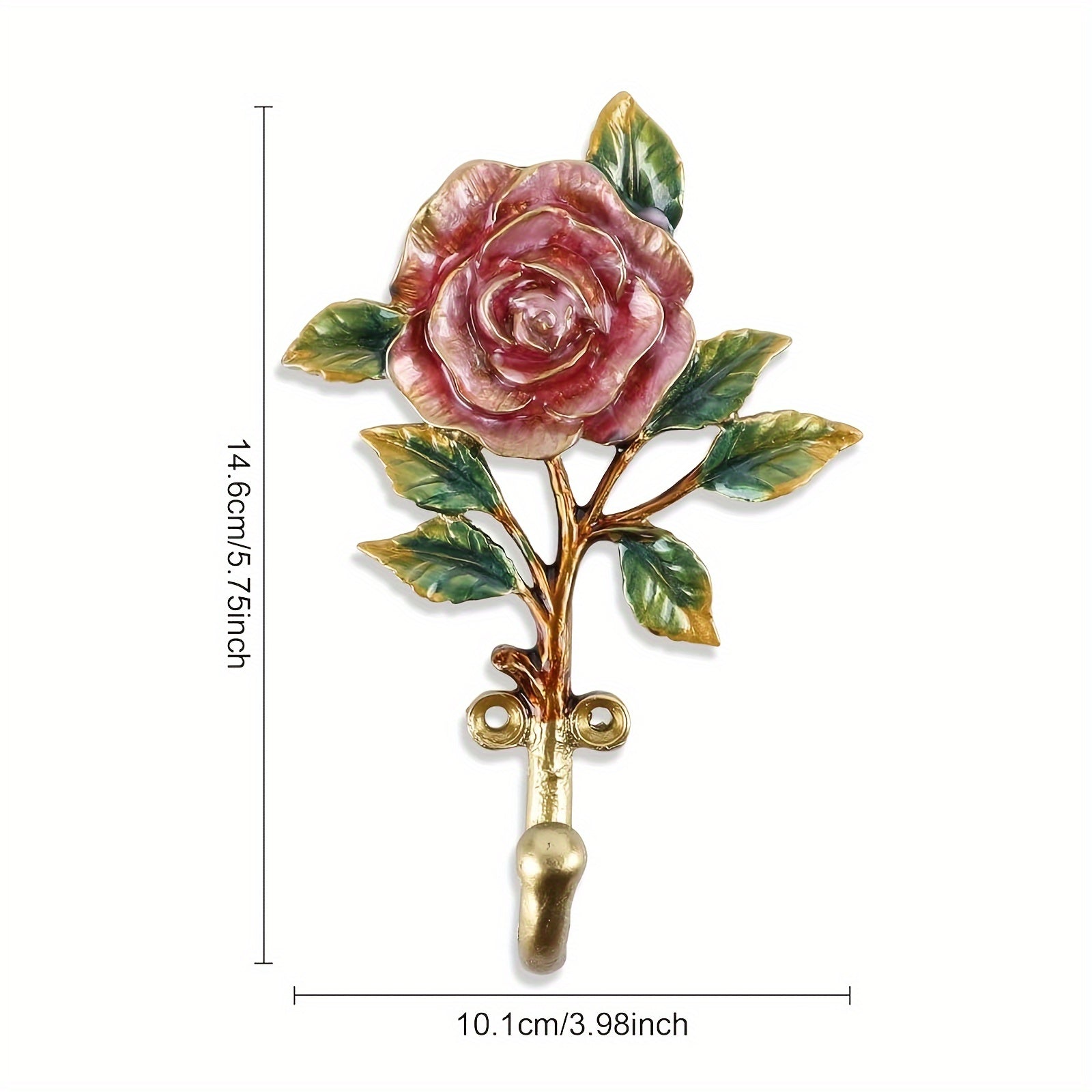 2pcs Elegant Vintage Rose Flower Metal Coat Hooks, Wall Mount Durable Coat Hangers, Fashion Style Home Decor for Indoor Clothing Storage