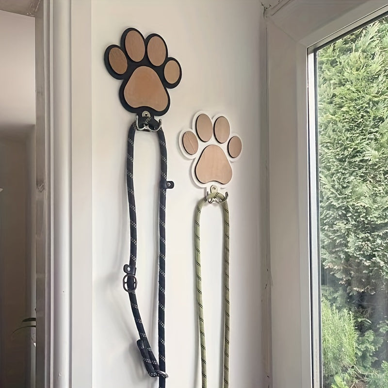 1pc Chic Wooden Paw Print Wall Hook - Polished Finish, Handcrafted Towel & Clothes Hanger for Bedroom and Bathroom Decor