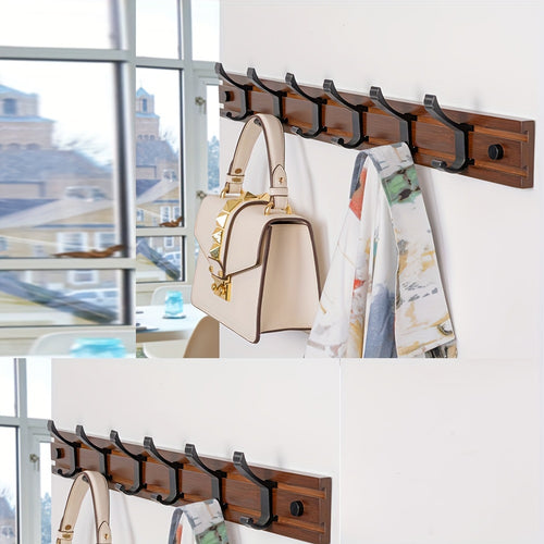 2Pack Wall Mounted Coat Rack With All 12 Decorative Hooks, 24 InchCoat Rack Wall Mount Wall-mounted Coat Rack For Hanging Coats, Keys, Umbrellas And Hats