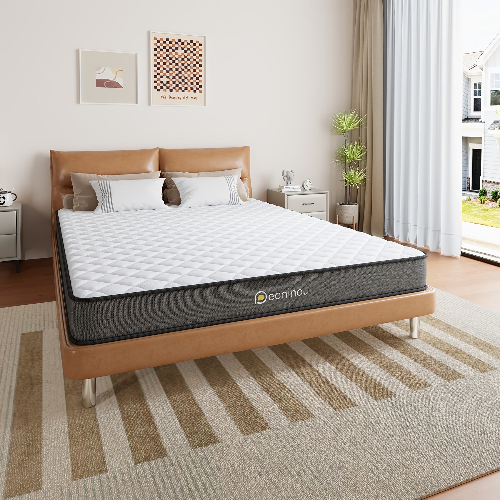 6 Inch Hybrid Mattress In A Box, with Memory Foam And Spring, Medium Firm, Motion Isolation