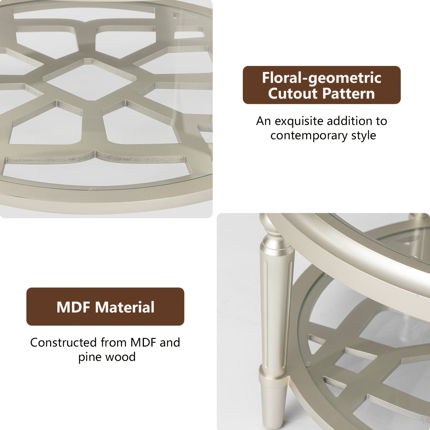 Modern Coffee Table With Tempered Glass Top, 32\