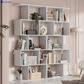 Aurorome 5-Tier Wooden Geometric S-Shaped Bookcase, Set Of 2 Storage Rack with Open Shelves, Shelving for Plant Album, Trinket Display, Spacious Storage Display Shelf - 62.5\