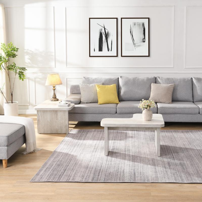 47.24*23.62 inch and 35.43*31.49 inch Rectangle Wood Detachable Coffee Table Single L Shape Farmhouse Coffee Table for Dining Room Garden white