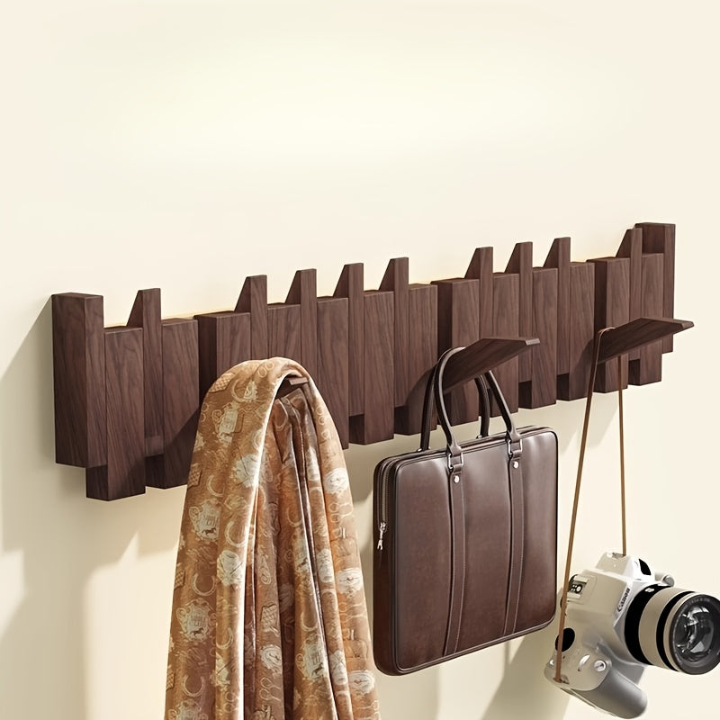 Creative Piano Key Wall Hook - Foldable Hanging Storage Rack For Clothes And Hats, Solid Wood Hanger For Bedroom, Entrance, Mud Room, Wall Decor Aesthetic Room Decoration