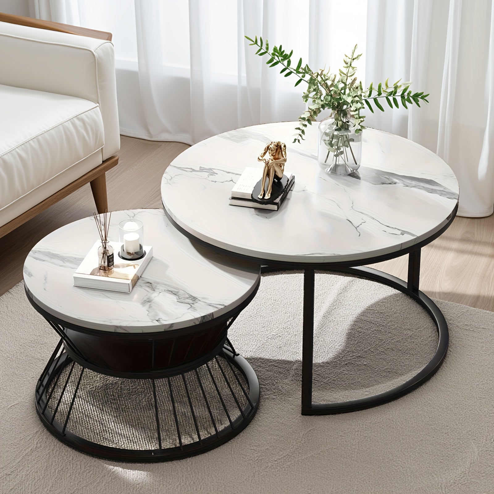 Nesting Coffee Table Black Set of 2, 27.5\