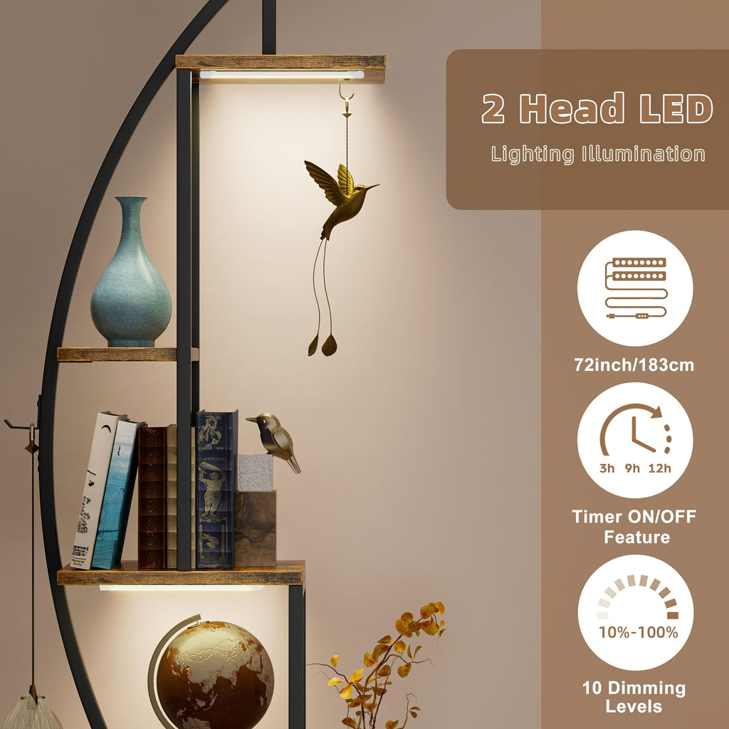 2pcs Bookshelf With Light, 6-tier Display Stands, 63\