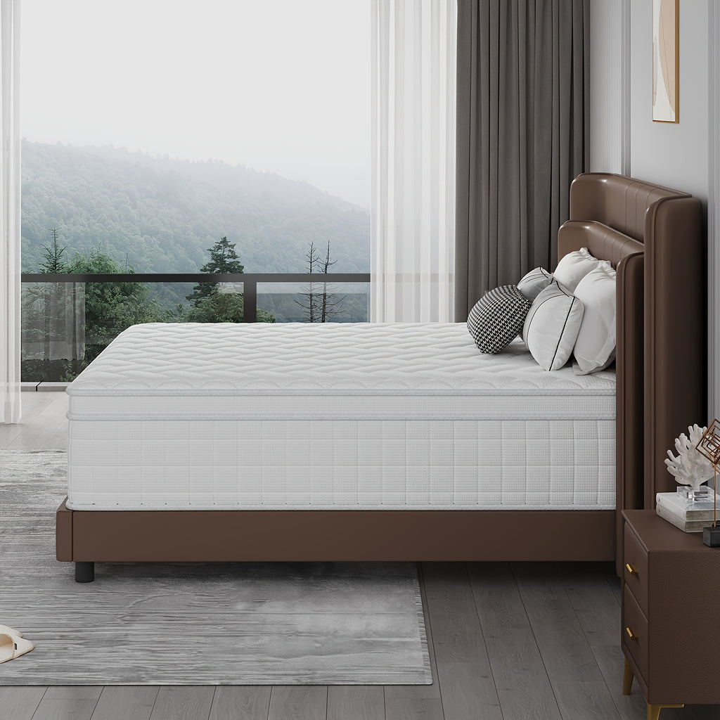 10Inch 12InchHybrid Memory Foam Mattress In A Box, Individually Wrapped Pocket Coils Mattress for Isolate Motion, Fiberglass Free & Support Comfort