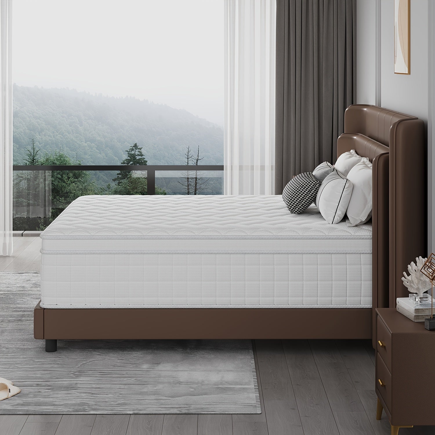 10Inch 12InchHybrid Memory Foam Mattress In A Box, Individually Wrapped Pocket Coils Mattress for Isolate Motion, Fiberglass Free & Support Comfort