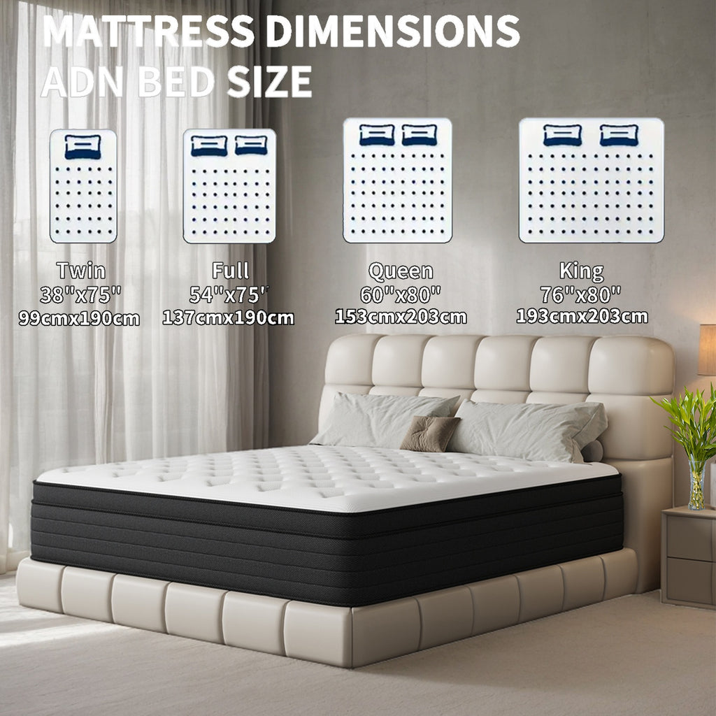 Memory Sponge 12 Inch Mattress\u002FMemory Sponge\u002FBlack And White Splicing Style\u002FErgonomic Design, Air Experience, Leisure Vacation, Soft, Comfortable And Healthy, with Built-in Springs.