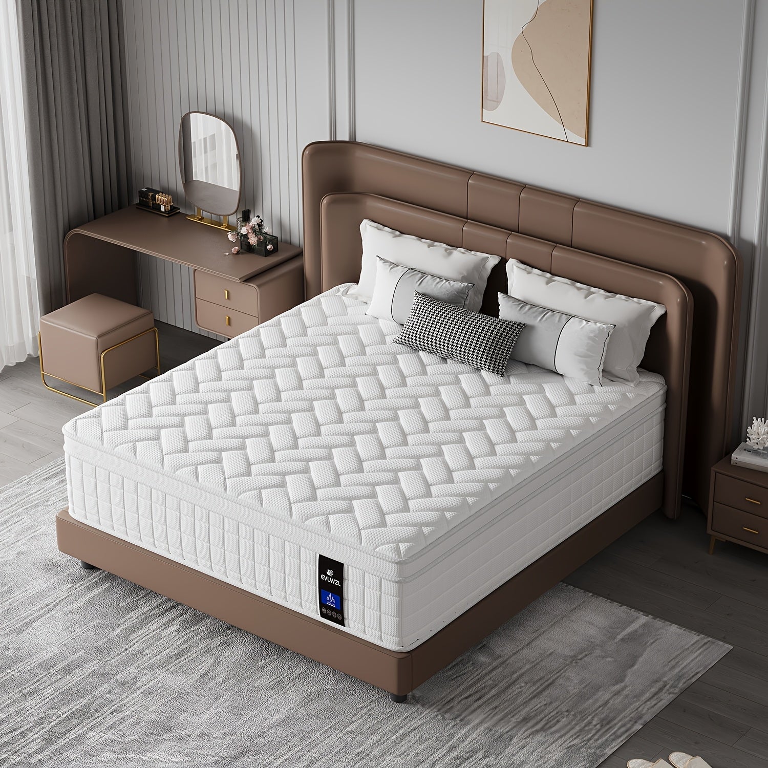 10Inch 12InchHybrid Memory Foam Mattress In A Box, Individually Wrapped Pocket Coils Mattress for Isolate Motion, Fiberglass Free & Support Comfort