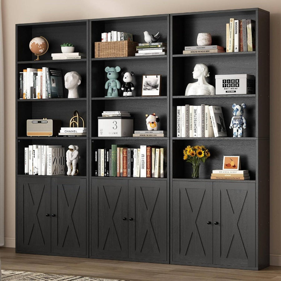 Bookshelf, Industrial Bookshelves and Bookcases with Floor Standing 6 Shelf Display Storage Shelves 70.6 inches Tall Bookcase Home Office, Living Room Black
