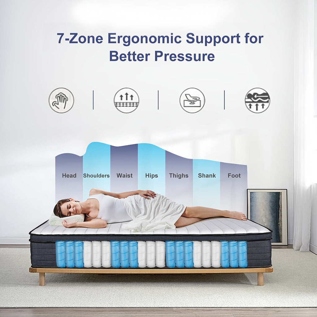 Mattress 12 Inch Hybrid Mattress With Memory Foam & Pocket Springs