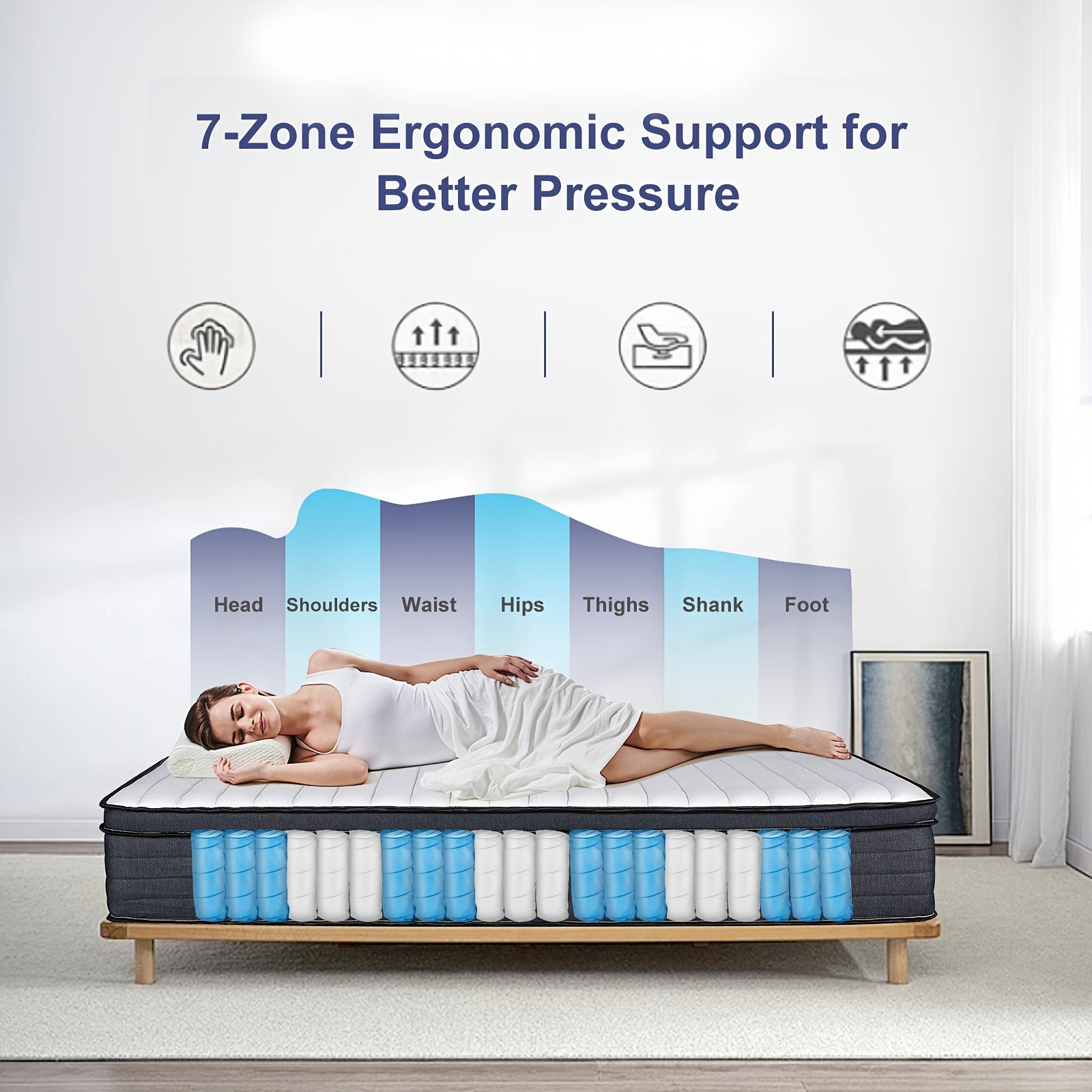 Mattress 12 Inch Hybrid Mattress With Memory Foam & Pocket Springs