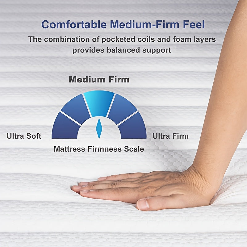 Mattress 12 Inch Hybrid Mattress With Memory Foam & Pocket Springs