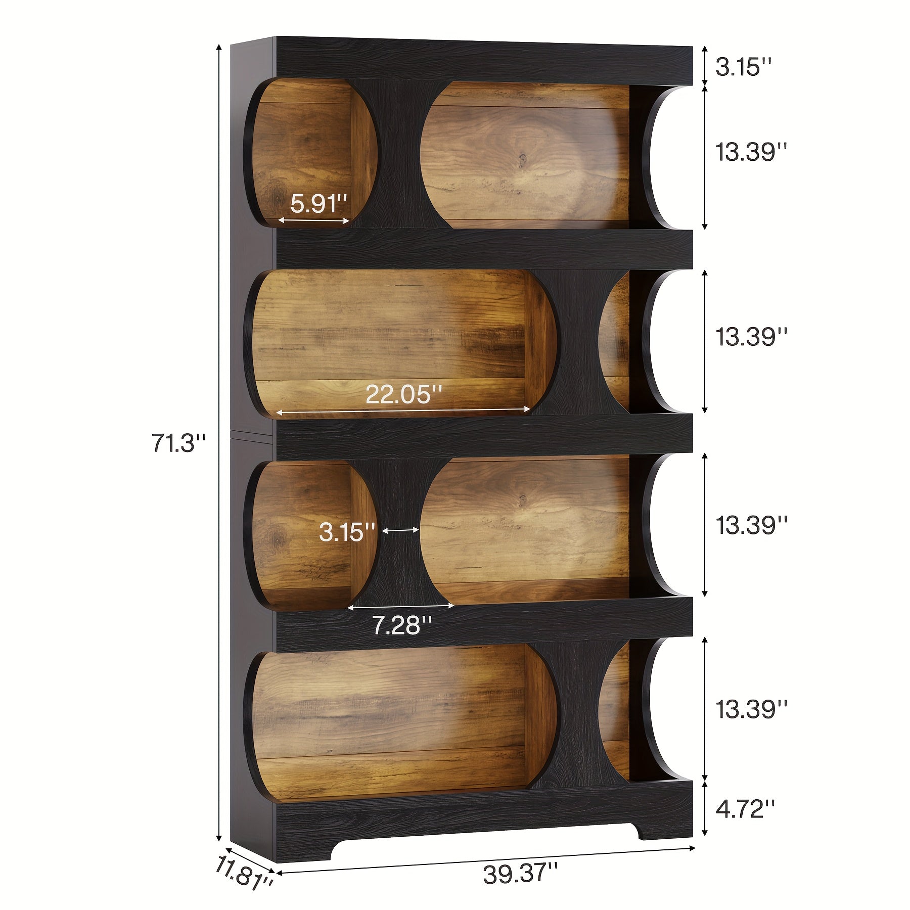 Modern Wooden Bookshelf 71-inch Heavy-Duty Modern Wooden Bookshelf - Dark Brown\u002FWood Grain, Space-Saving Design for Living Room, Office, Library - Sturdy Construction & Easy Assembly Required, Bookshelf Decor