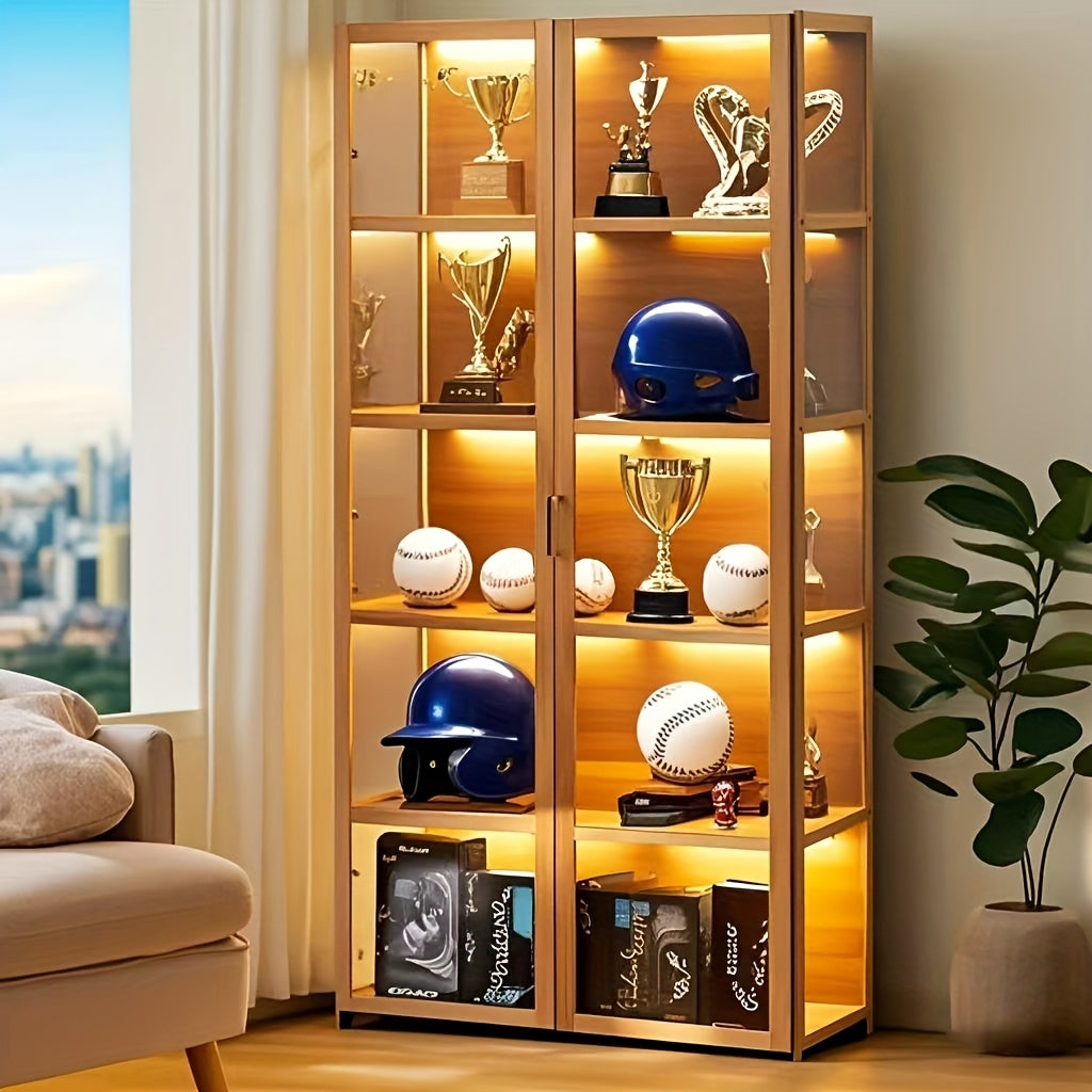 Display Cabinet 5-Tier Memorabilia Display Case - Versatile Organizer with Acrylic Glass Doors for Collectibles, Toy Organizers Rack, Books, And Kitchenware | Ideal Gift for Decor