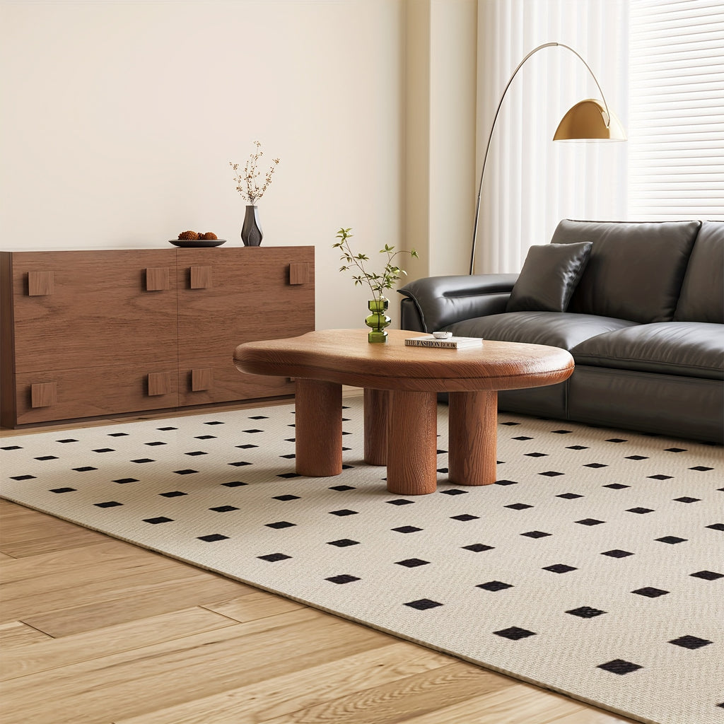 Modern Walnut Coffee Table with Cloud-Inspired Irregular Design - Lightweight Engineered Wood, 4-Legged Compact Center Table for Living Room & Bedroom, Easy Assembly