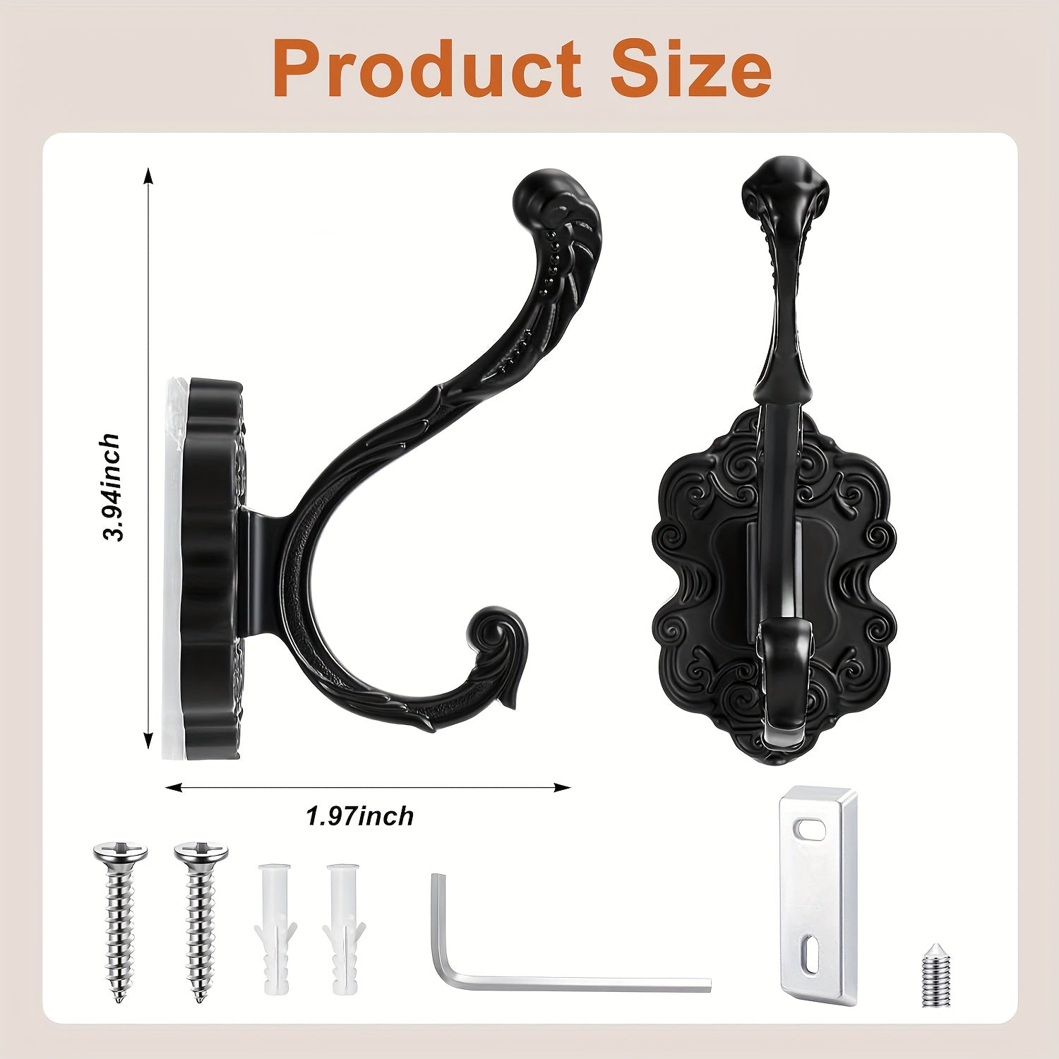 1\u002F2pcs Antique Brass Vintage Coat Hooks - Heavy Duty Wall Hooks for Hanging Purse, Hat, Keys, Clothes, Curtain, Unique Bathroom