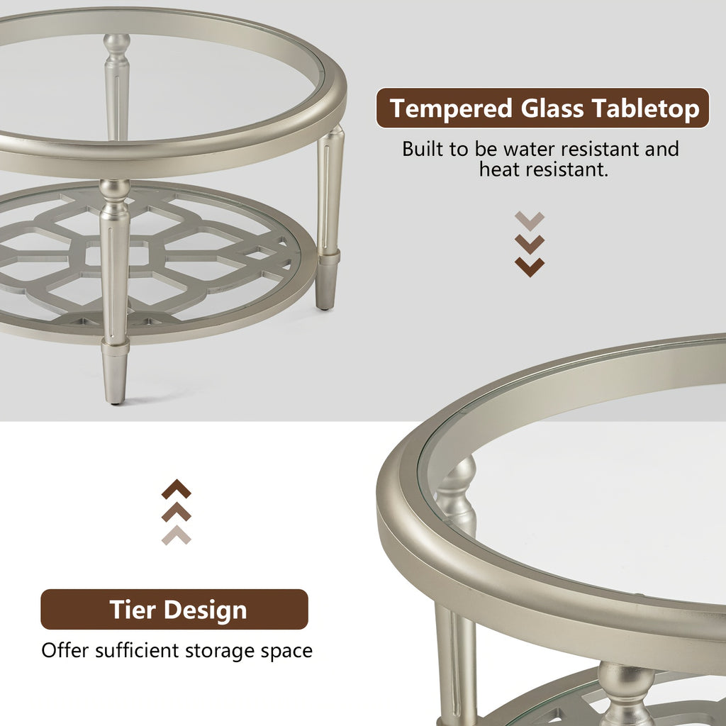 Modern Coffee Table With Tempered Glass Top, 32\