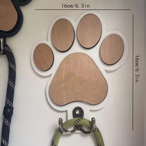 1pc Chic Wooden Paw Print Wall Hook - Polished Finish, Handcrafted Towel & Clothes Hanger for Bedroom and Bathroom Decor