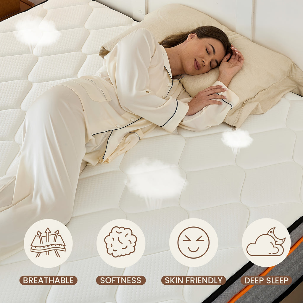 12 Inch Full\u002FQueen\u002FKing Mattress Hybrid Medium Firm Memory Foam Mattress with Innerspring, Reinforced Edge Support, Cooling Gel Pillow Top, Pressure Relief & Motion Isolation, Bed In A Box