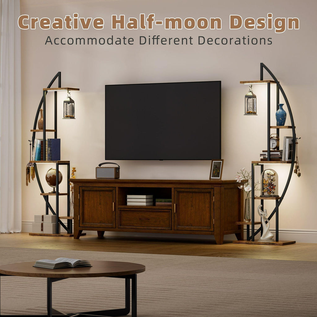 2pcs Bookshelf With Light, 6-tier Display Stands, 63\