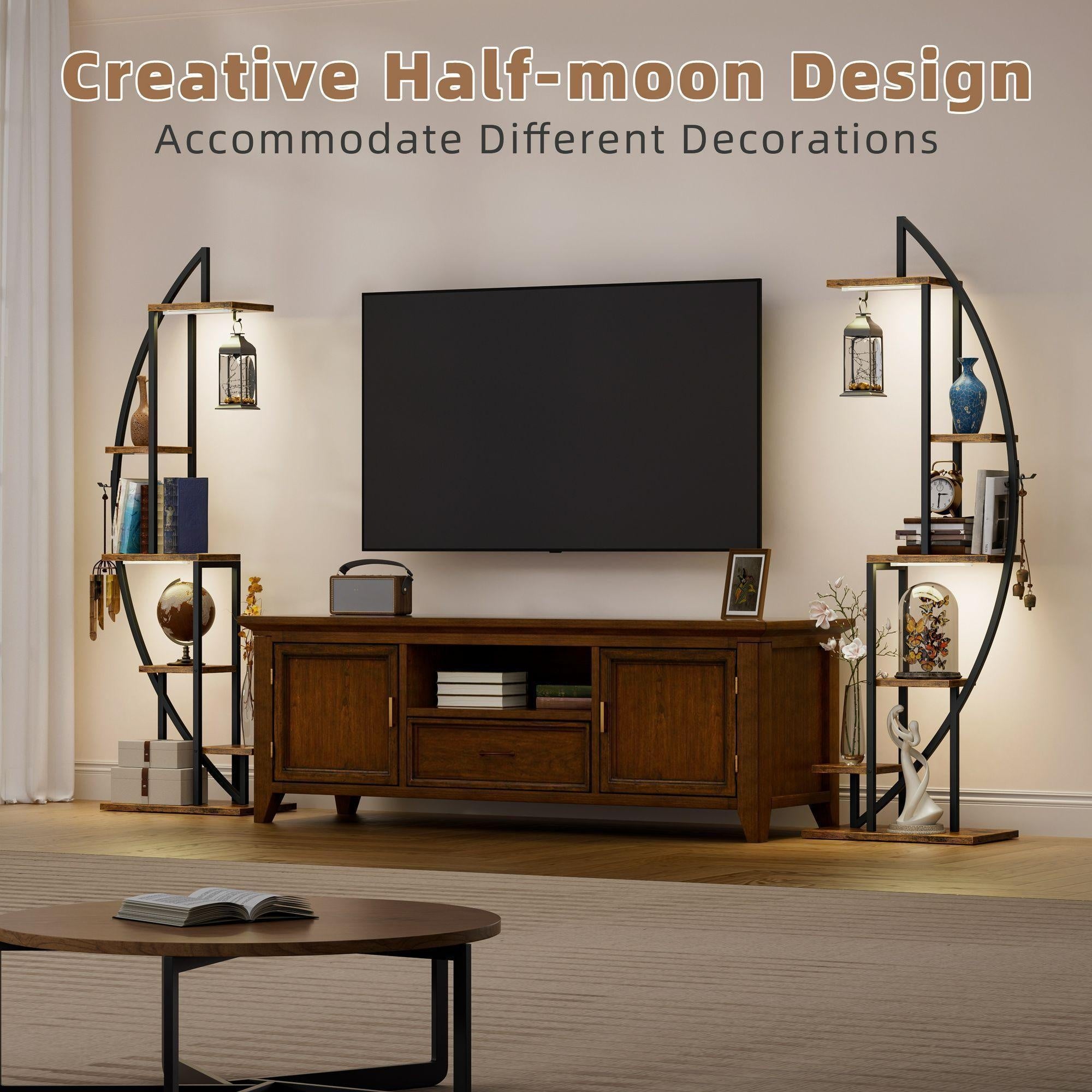 2pcs Bookshelf With Light, 6-tier Display Stands, 63\