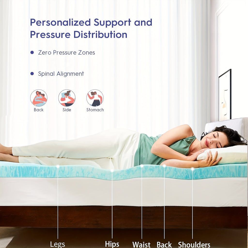 3 Inch Cooling Gel Memory Foam Mattress, Comfortable Ventilated, Stain Resistant, Breathable Gel Premium Memory Foam Mattress, Fits All Mattresses, Suitable for Student Dormitory\u002FApartment\u002FHome Bedroom, Best Gift