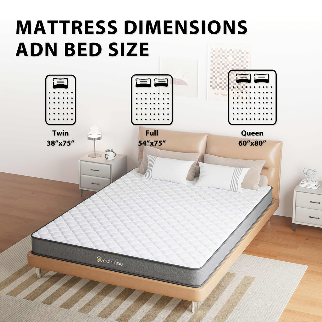 6 Inch Hybrid Mattress In A Box, with Memory Foam And Spring, Medium Firm, Motion Isolation