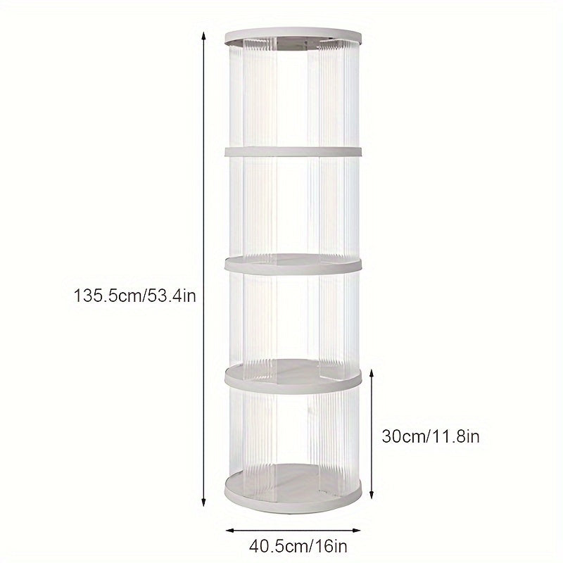 SYNCVIBE Rotating Bookshelf, Small Corner Bookshelf For Small Space, 360 Display 4 Tier Floor Standing Bookcase, Plastic Narrow Book Shelf Organizer For Bedroom, Living Room, White