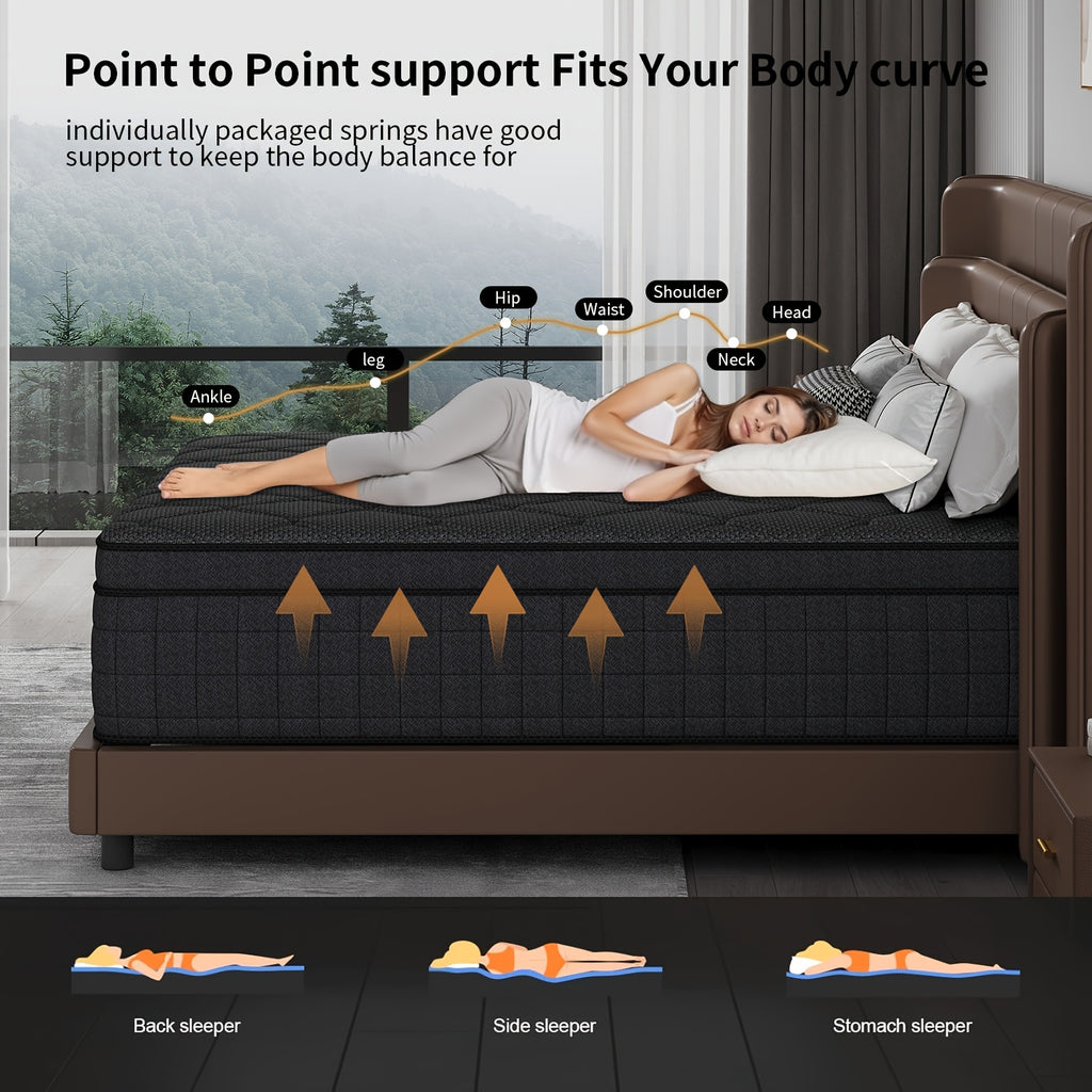 8in\u002F10in\u002F12in\u002F14in Twin, Full, Queen, King, Mattress Memony Foam And Spring, Hybrid Mattress, Medium Firmness, Lumbar Support, for Home RoomsHotels, Boxed,