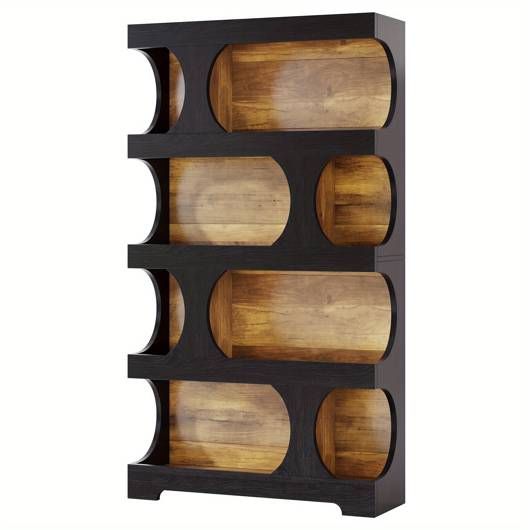 Modern Wooden Bookshelf 71-inch Heavy-Duty Modern Wooden Bookshelf - Dark Brown\u002FWood Grain, Space-Saving Design for Living Room, Office, Library - Sturdy Construction & Easy Assembly Required, Bookshelf Decor