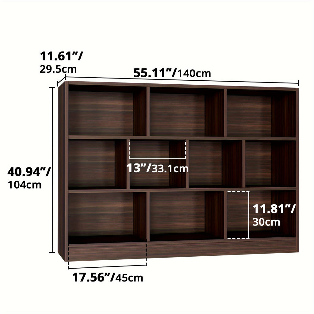 ClickClack Bookshelf, 3-Tier Open Shelf Bookcase, 10 Cube Storage Organizer with Anti-Tilt Device for Bedroom, Living Room