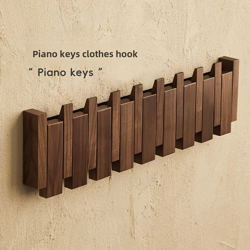 Creative Piano Key Wall Hook - Foldable Hanging Storage Rack For Clothes And Hats, Solid Wood Hanger For Bedroom, Entrance, Mud Room, Wall Decor Aesthetic Room Decoration