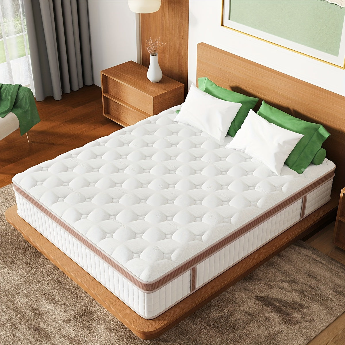 Queen Twin Full King Mattress, 14 Inch And 12 Inch- Hybrid Mattress In A Box, Individual Pocket Spring Bed For Motion Isolation