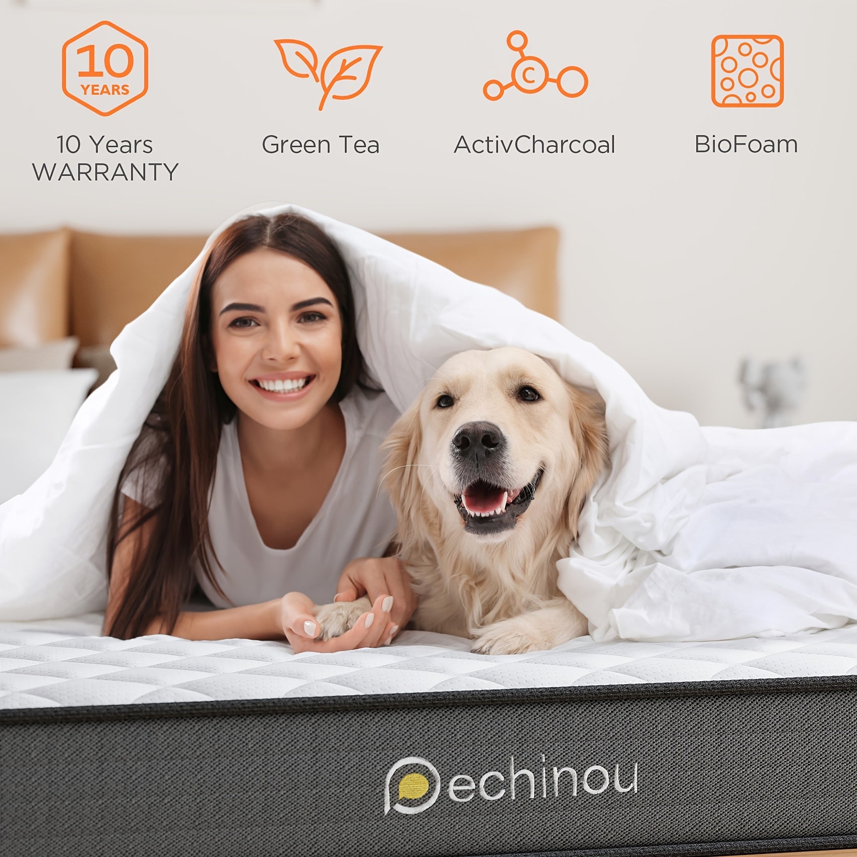 6 Inch Hybrid Mattress In A Box, with Memory Foam And Spring, Medium Firm, Motion Isolation