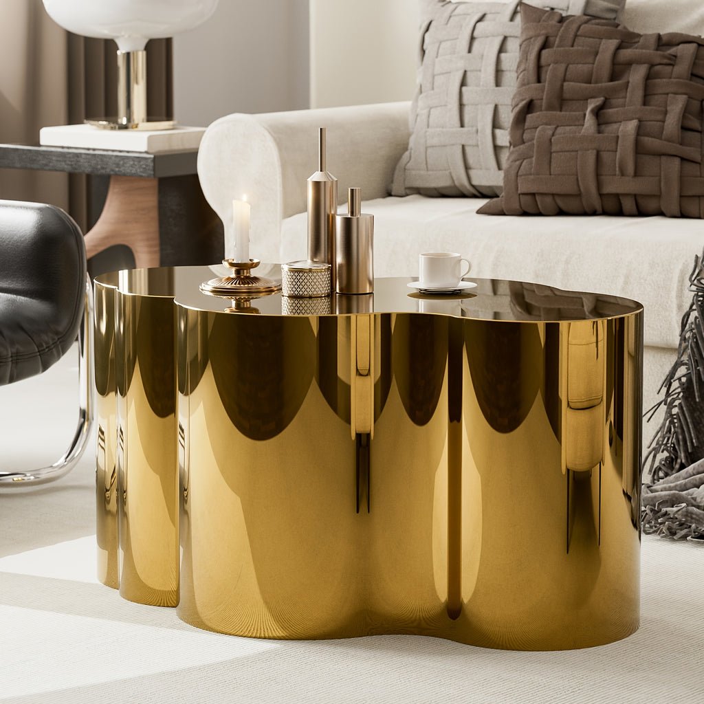 Modern Golden Stainless Coffee Table, Large Cloud Fashion Design Accent Table for Living Room Bedroom - Large\u002FSmall